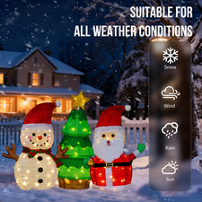 3‑Pack Lighted Christmas Yard Decor Santa Snowman Xmas Tree LED Outdoor Holiday picture
