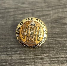 Vtg Great Seal Of The State Of Wyoming Lapel Pin picture