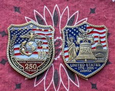 2pc 250th USA Statue of Liberty Marines Navy Challenge Badge Commemorative Coins picture