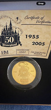 The Highland Mint Disneyland 50th 24kt Gold Overlay Medallion 2005 COA picture
