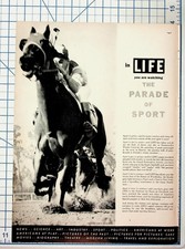 LIFE Magazine Original Page The Parade of Sport Horse Racing Jockey Print Ad picture