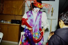 c1990's 35mm Slide Clown Crab Hat Balloon Animals Children Party Person Dog picture