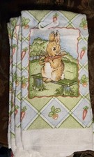 3 Vtg Cecil Saydah Kitchen Towels Peter Rabbit Cotton NWOT picture