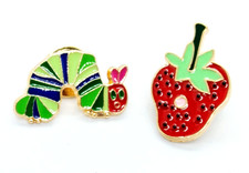 THE VERY HUNGRY CATERPILLAR & STRAWBERRY PINS (2pcs) Children's Book Brooches picture