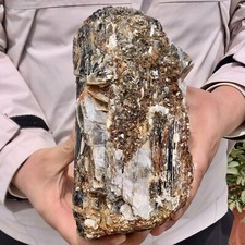 9.19lb  Natural black tourmaline quartz crystal cluster mineral specimen picture