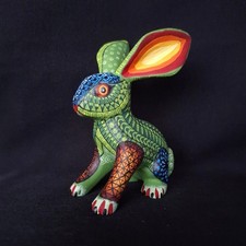 GORGEOUS OAXACAN WOOD CARVING RABBIT ALEBRIJE. MEXICAN FOLK ART. picture