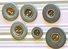 Vintage Mixed Metal Buttons Lot 6 Steampunk Pewter Brass Rimmed 2 Hole 4 Hole picture