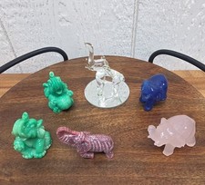 Vtg Lot Of 6 Miniature Elephants Various Types Of Materials 1.5-2