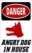 3x5 Danger Angry Dog in House Magnet Magnetic Animal Sign Decal Vinyl Magnets picture