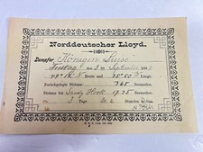 1897 North German NORDDEUTSCHER LLOYD STEAMSHIP Ticket Queen Luise ￼Ticket picture