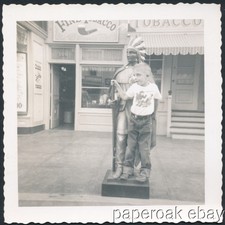 Original 1956 Disneyland Main Street Snap Shot Photo With Cigar Store Indian picture