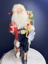 Shavel Home Luxurious Santa Claus Figurine 20” Tall NWT 2016 Standing W/ Fur picture
