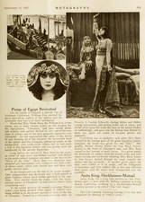 THEDA BARA - Actor - 1917 Magazine Article on Cleopatra - 5 x 7 inch Reprint picture