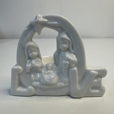 Porcelain Nativity LOVE Tealight Candleholder Christmas Religious picture