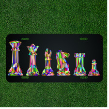 Custom Personalized License Plate Auto Tag With Colorful Chess Pieces Designs picture