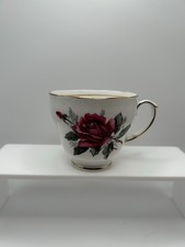 Vintage Pandora Duchess Fine Bone China Red Rose Teacup England Gold Rim.  D5 picture