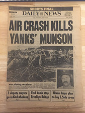 NY Daily News 8/3/79 Air Crash Kills Yanks Thurman Munson Yankees Full Newspaper picture