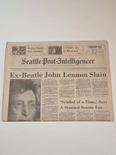  Seattle Post Intelligencer John Lennon Slain. Never Read, Great Condition.  picture