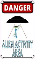 3x5 Danger Alien Activity Area Magnet Car Truck Vehicle Space Aliens UFO Magnets picture