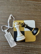 Chess Pieces Hallmark Ornament King Queen Black White New picture