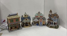 Lemax Christmas Village 4 Pc Lighted Building Set Carriage Shop Post Office picture