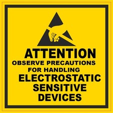 StickerTalk ESD Electrostatic Warning Vinyl Sticker 4x4 inches picture