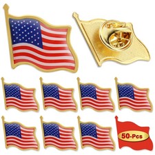 50/100/200/300Pcs American Flag Lapel Pins Bulk Metal waved 200 picture