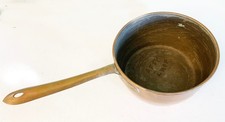 Antique Copper Pot Pan w Brass Handle d 8