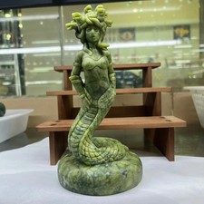 1pc Natural Serpentine Quartz Carved Medusa Skull Crystal Reiki Decor picture