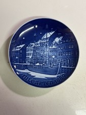 Bing & Grondahl Jule After 1989 Blue Christmas Plate Boat GORGEOUS EXCELLENT picture