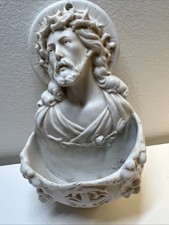 ART NOUVEAU HOLY  WATER FONT Bisque  Porcelain Germany 6” X 4” picture