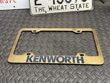 Vintage *KENWORTH* Brass Semi Truck License Plate Frame with Blue Kenworth Logo picture