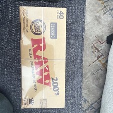 FULL BOX 40 Packs RAW 200's Classic King Size Slim FLAT PACK Rolling papers picture