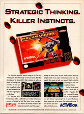 Activision MechWarrior Super Nintendo Magazine Ad 1993 Vintage Gaming Print picture