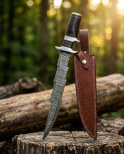 Custom Handmade Damascus Kris Blade Camping Hunting Knife, Bowie Knife AS-1628 picture