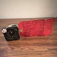 Vintage 1966 Waltham A-5U5/A Aircraft Cockpit Clock Casing & WPAFB Military Tag picture