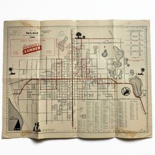 Vintage 1950s DeLand Volusia County Florida Map Fresh Water Fishing Spots Mailer picture