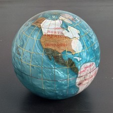 Alexander Kalifano Paperweight Earth Globe Mother Of Pearl Blue Swirl Ocean picture