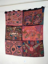 Amazing vintage panama kuna mola sewn needlework applique 6 panel item1178 picture