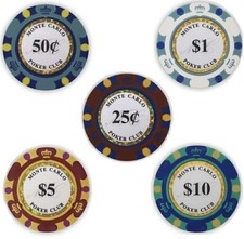 Cash Game 500 Monte Carlo Poker Chip Set Bulk Perfect for .25/50 Cents Blinds picture