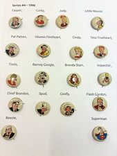 1940s Lot of 40 Kelloggs Pep Pins Comic Characters 1946 Series #4 1947 #5 picture