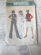 1975 SIMPLICITY 6876 Ladies FITTED JACKET A Line SKIRT & PANTS PATTERN Sz 12 picture