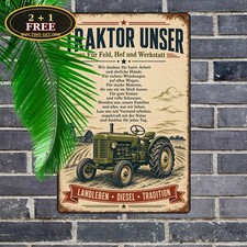 Unser Traktor German Farm Metal Sign Vintage Country Tractor Plaque Decor picture