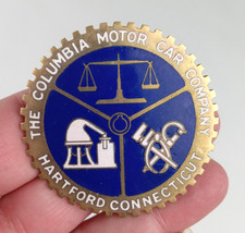 COLUMBIA MOTOR CAR COMPANY Brass Enamel Radiator Badge Harry Pulfer Reproduction picture