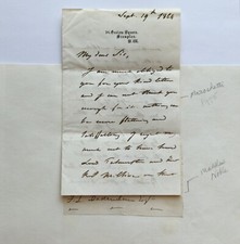1800s Italian - French Sculptor Baron Carlo Marochetti Letter Matthew Noble Auto picture