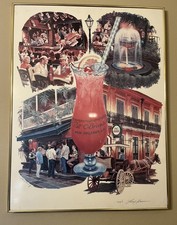 Rare Vtg 1982 PAT O’BRIEN’S New Orleans 2/2000 Poster Auto Larry Harris framed.  picture