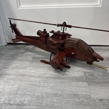 AH-64 Apache Attack Helicopter 22” Handcrafted Mahogany Wood Military Model * picture