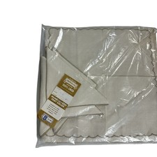 Vtg 50s Imperial 100% Belgian Linen Tablecloth 4 Napkins Tea Set Ivory 42x42 NIP picture