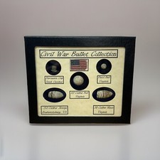 American Civil War Starter Collection Bullets in Display Case (5 Piece) with COA picture