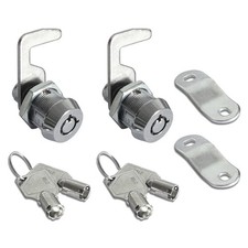 Toolbox Cam Lock Replacement 5/8 Chrome Tubular Keyed Alike 2 Pack w/ Keys picture
